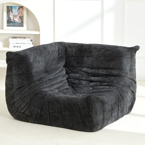 Homguava Bean Bag Chair, Giant Beanbag Chairs for Adults, Memory Foam Fireside Chair, Large Lazy Floor Sofa, Sofa Couch with High-Rebound Foam, Lounge Chair for Living Room, Bedroom (Grey, Corner)