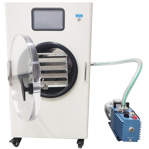 HQHAOTWU Vacuum Freeze Drying Machine 0.4ãŽ¡ Lab Vacuum Sublimation Freeze Dryer Four Layers Food and Fruit Lyophilizer Household Liquid Food Dehydrator Lowest Temperature -25â„ƒ 5KG Capacity 110V
