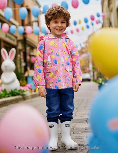 Image of COSLAND Toddler Boys Girls Rain Jacket Waterproof Hooded Raincoat, 2-5T