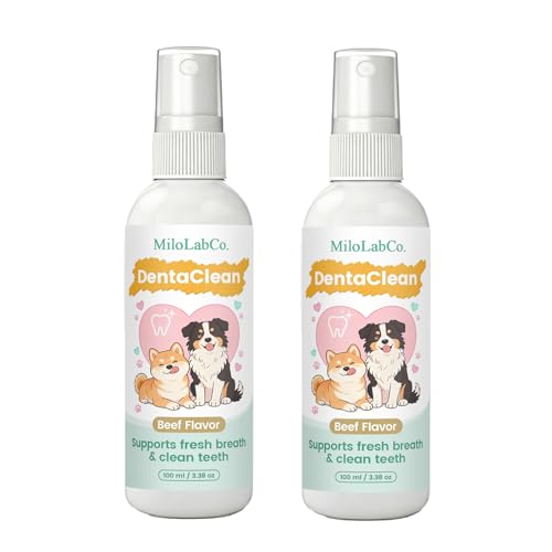 Nichalous Milolabco Advanced Dental Spray Dentaclean for Dogs & Cat Probiotic Oral Care Spray for Fresh Breath Helps Support Clean Teeth & Healthy Gums - No Brushing (2 Pack)