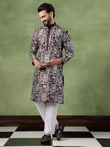 Kurta bordada de algodón Sojanya y pijama tradicional de hombre 6