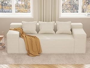 PurrJoys Kleine Moderne Loveseat Schlafsofa mit Kissen