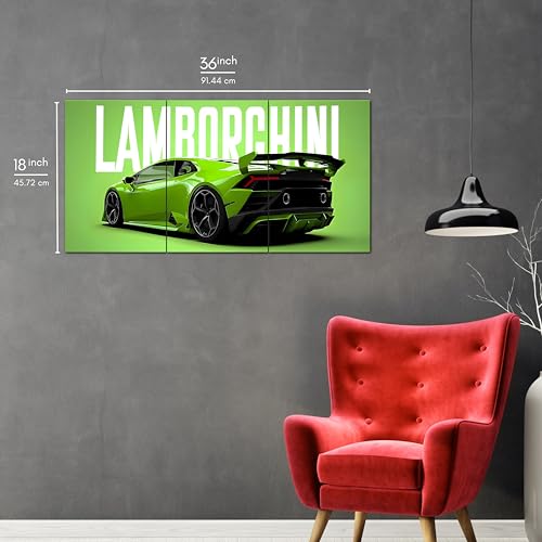 Image of Posternet Super Car Split Poster Set, 12 inch x 18 inch, Split Design Wall Decor Posters For Bedroom, Living Room, Office. (Lambo Back)