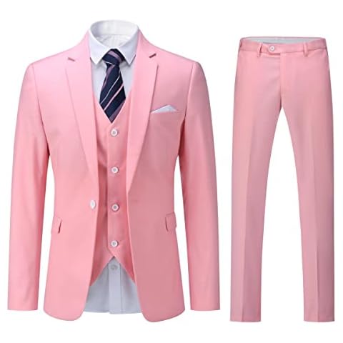 YOUTHUP - Traje hombre 3 piezas Slim Fit rosa M Cover