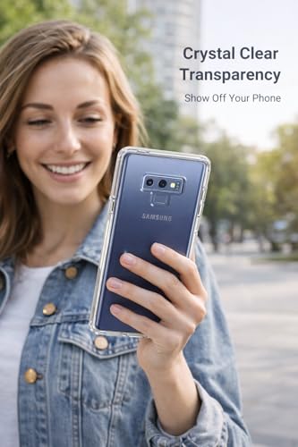 Image of Lustree Back Cover Transparent Case Compatible with Samsung Galaxy Note 9 | Clear + TPU Case with 4 Corner Air Cushion Protection & Camera Protection | Slim& Stylus Cover