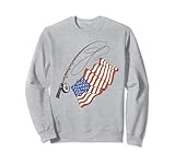 bandiera americana palo da pesca pescatore patriottico giorno felpa