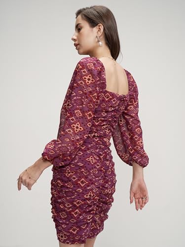 Image of Tokyo Talkies Women's Three-Quarter Sleeves Sweet Heart Neck Printed Dresses | Stylish Dresses | Casual Dresses
