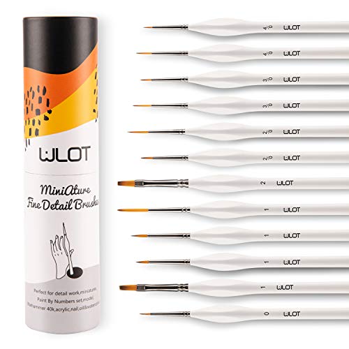 WLOT Pinceaux Peinture Professionnels Détail Pinceaux pour Acrylique Huile Aquarelle Nail Art Pinceau de détail Ensemble,12 pièces. (blanc)