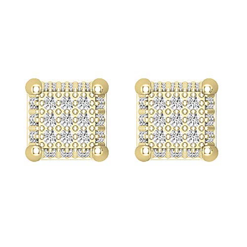 Dazzlingrock Collection 0.20 Carat (ctw) Round White/Blue/Black Diamond 5mm Square Hip Hop Iced Out Studs, Screw Back, Unisex Design Ladies, Mens Real Diamond Earrings2