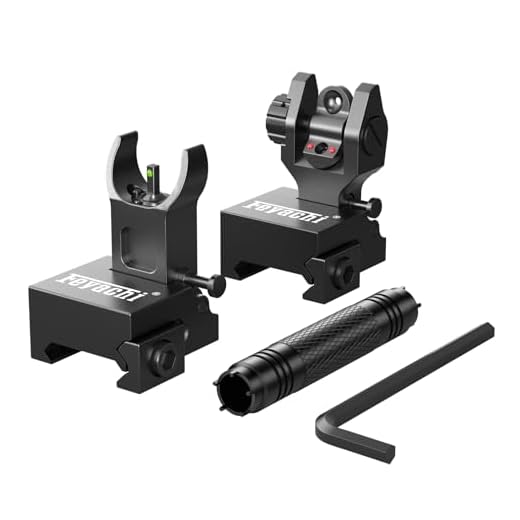 Feyachi Fiber Optic Iron Sights Flip Up Iron Sight, Front and Rear Backup Sights Gun Sights Sight Set for Picatinny Rail (S48 Sights)