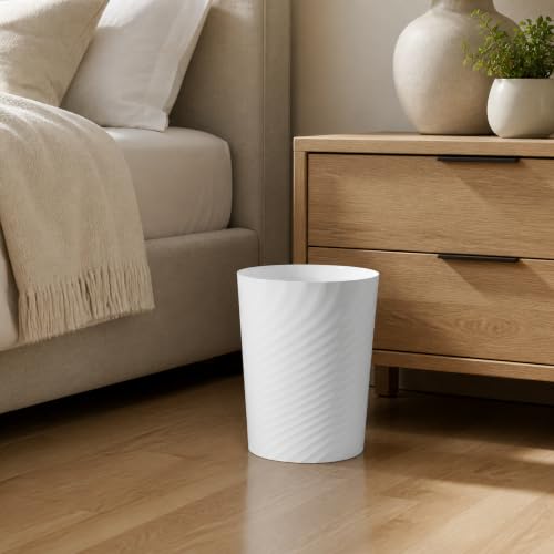 Image of UUJOLY Plastic Small Bathroom Trash Can Wastebasket Garbage Can, White