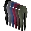 LZYVOO Leggings with Pockets for Women, 6 Packs Soft High Waisted Tummy Control Workout Yoga Pants