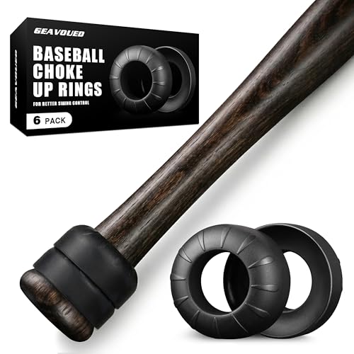 GEAVOUED 6 Pack Baseball Bat Grip Choke Up Rings Choke Up Rings for Baseball Softball and Teeball Bat Improve Swing and Increase Control Enhance Grip On The Bat Handle (Black)