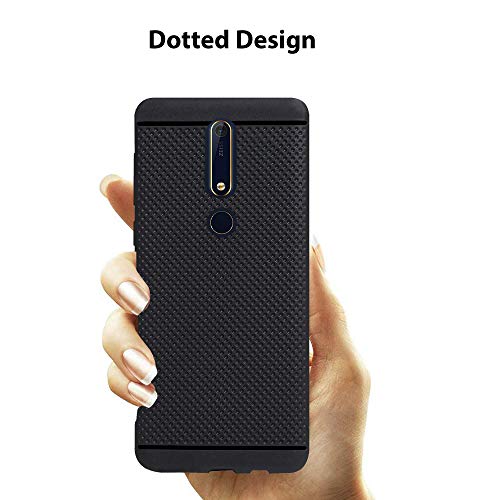 HELLO ZONE Exclusive Dotted Matte Finish Soft Rubberised Back Case Cover for Nokia 6.1 - Black