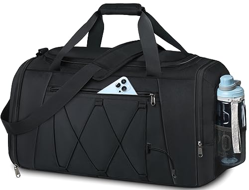 Travel Duffle Bag Large Capacity 55L Gym Bag for Men Women Waterproof Weekend Luggage Bag with Shoes Compartment for Gym Travel Sports, Black by NUBILY - Used condition - CA$26.29