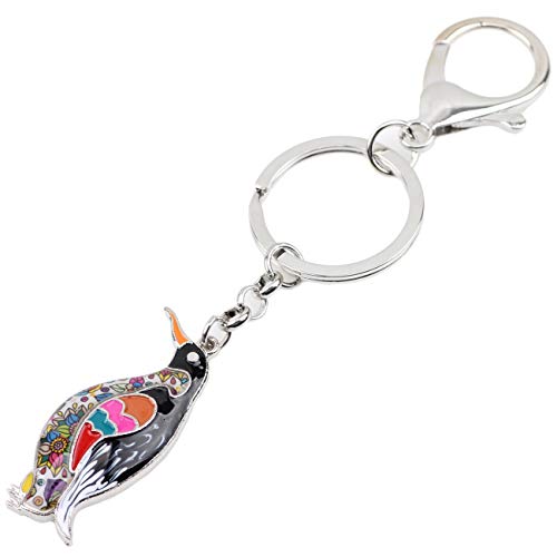 WEVENI Enamel Alloy Cute Penguin Keychain Charms Ocean Jewelry For Women Girls Bag Car Wallet2