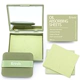 Erinde 300 Hojas Papel Absorbente Facial, Para Piel Grasa, Absorbente de Grasa Facial, Pel&iacute;cula Natural para El Control de La grasa, Absorbe El Exceso,Con Espejo Y Esponja