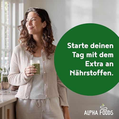 Grüne Mutter 2.0 - Das Original - Greens Shake - Akazienfaserpulver, Weizengras, Brennnessel, Mariendistel, Alfalfa, Chlorella und mehr - Smoothie Shake - 600g Pulver - Alpha Foods