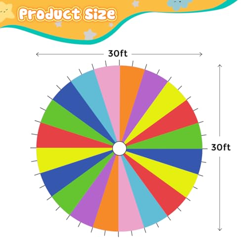 DOLEMODUO Rainbow Parachute for Kids, 30FT Play Parachute Toy with Handles, Parachute Game for Kids Cooperation Group Play and Outdoor Playground Activities by DOLEMODUO - Used condition - Image 5