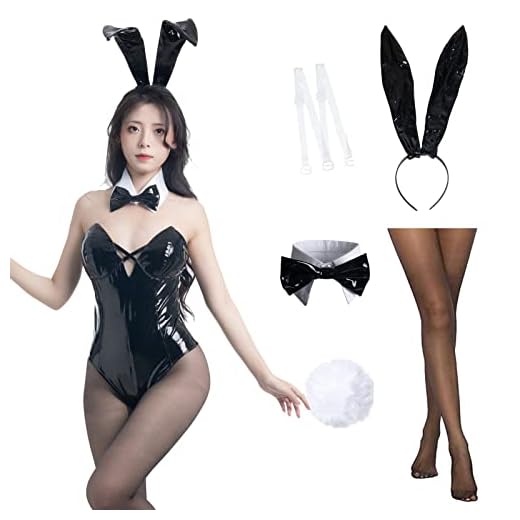 Fiamll Disfraz sexy de conejo para mujer, de Sakurajima, Mai, Halloween, cosplay, piel sintética, conjunto de disfraz de conejo encantador (S)