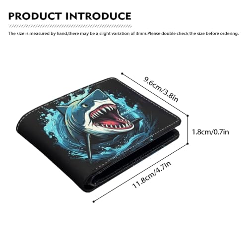 Image of Coldinair Shark Boys Wallet for Kids Wallet for Teen Boys Cool Leather Bifold Wallet Credit Card Cash Id Holder Purse Coin Pocket Id Window for Men Boy Male Youth Guys