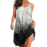 Vestido Adecuado para Mujer Playa, Primavera, Estampado de Bloques de Colores, Vestido Holgado, Vestido Playero Informal sin Mangas, Vestido Bohemio Vestidos Cortos Ajustados Mujer(C-Blanco,XL)