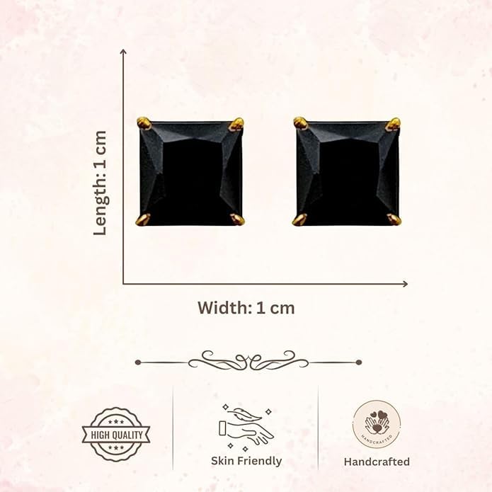 Image of ACCESSHER Gold-Tone Square Contemporary Stud Earrings | Fashion Jewellery, Valentine Gift for Girlfriend | Trendy Earrings for Women and Girls