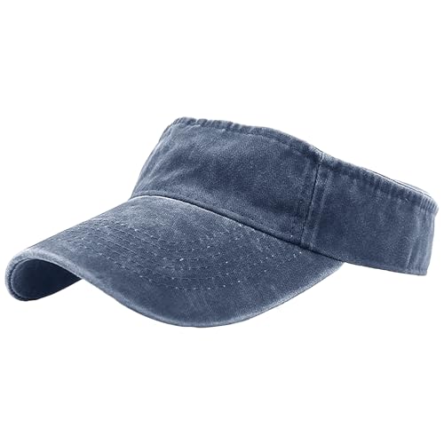 jerbro Unisex Visoren Cap Sonne Hut Golf Tenniskappe mit Sonnenblende Baseball Kappe Baseballmütze Einstellbar Visor Sommer Schirmmütze für Damen Herren (Retro Marineblau)