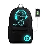 Luminous Anti Theft Laptop Backpack with USB Charging Port,Gracosy Fashion Daypack Shoulder Campus Rucksack Travel Bag College Student Bookbag