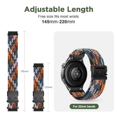 Image of XMUXI 22mm Watch Band Compatible with Huawei Watch GT6 GT5 /GT 4 46mm Nylon Strap Huawei Watch 4 Band for GTR 4 Venu 2 /3,Vivoactive 4 Braided Watch Belt Parachute Metal Clasp(No Watch)