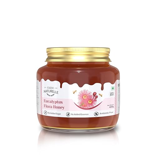 Image of Farm Naturelle Raw Eucalyptus Honey 450g| Glass Bottle | 100% Pure Unprocessed & Natural Honey | Ayurvedic & Rich in Vitamins and Minerals | Helps Boost Immunity