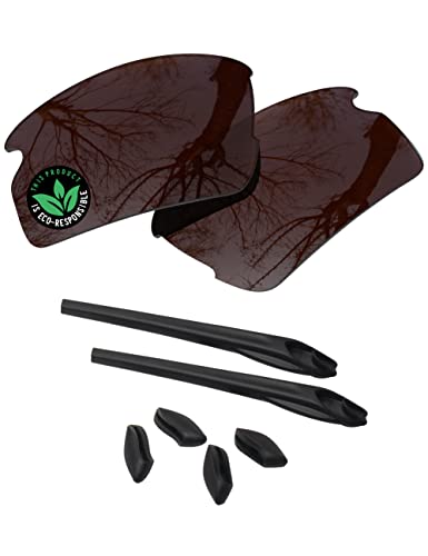 Image of Raydi Polycarbonate Replacement Lenses & Rubber Kits for Oakley Flak 2.0 Asian Fit OO9271 Rectangular Sunglasses for Men for Women - Amber Brown - Polarized