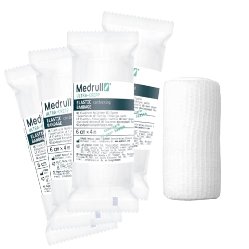 Medrull Set di bende elastiche di garza ultra crep, 6 cm x 4 m, per bendaggi di fissaggio, grandi 20 rotoli
