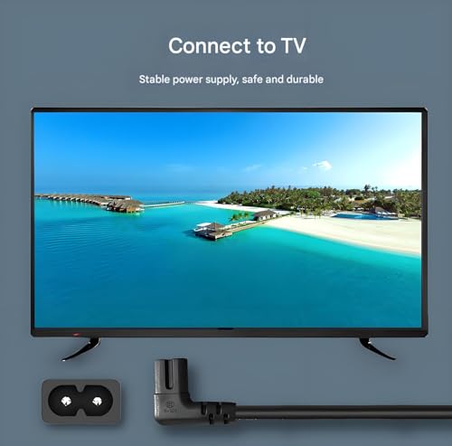 Image of 10FT Longer TV Power Cord Replacement for Samsung TV 24 inch 32 inch 40 inch 43 inch 48 inch 49 inch 50 inch 55 inch 60 inch 65 inch 75 inch, UN40 UN43 UN48 Charger Cable, 90 Degree Angled 18AWG 2-Prong to L-Shaped C7 Samsung Power Cord