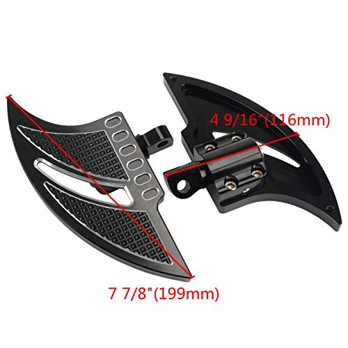 Black Motorcycle Driver Floorboards Foot Pegs CNC Blade Tomahawk Passenger Footrest for Touring Street Glide FLHX Breakout Softail Dyna