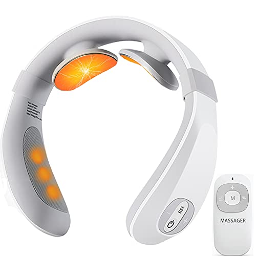 Christmas Day Gift Electric Pulse Neck Massager for Pain Relief, Intelligent Neck Massage with Heat 6 Modes 15 Levels Cordless Deep Tissue Trigger Point Massager, Portable Massager Gift for Women Men
