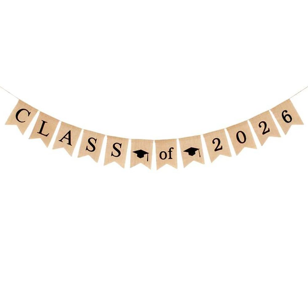 Burlap Class of 2026 Graduation Banner