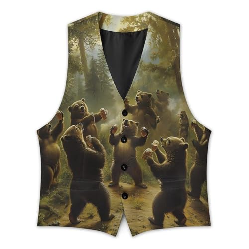 Bear Dance Mens Slim Fit Suit Vest Dress Waistcoat Casual Business Vest3