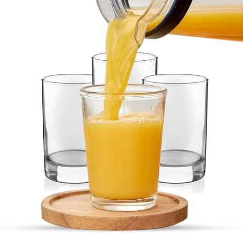Fonteme Small Juice Glasses Set of 4, 5-ounce Glass Cups, Heavy Base Juice Glass, Clear Juice Cups, Thick and Durable Shot Glass - Drinking Glasses for Juice and Milk,