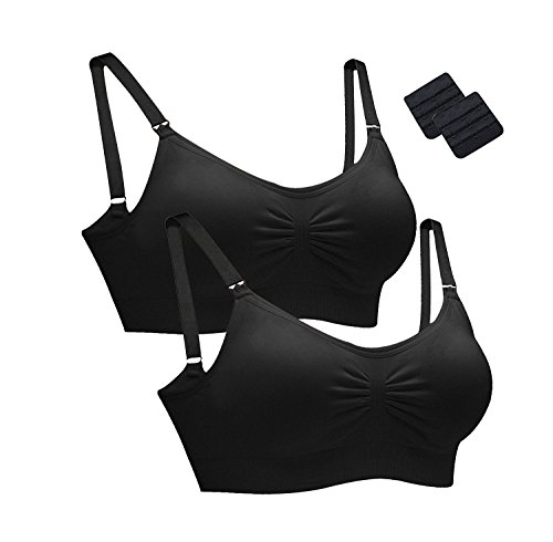 Tirain Maternity Nursing Bra 2 Packs / 3 Packs Seamless Wireless Womens (Black, M)
