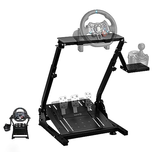 Soporte Volante PS5 PS4 PC, Soporte para Volante para Logitech G25 G27 G29 G923, Simulador de Conduccion Thrustmaster T300Rs T300Gt T150Rs Xbox Ajustable con Soporte para Palanca de Cambios