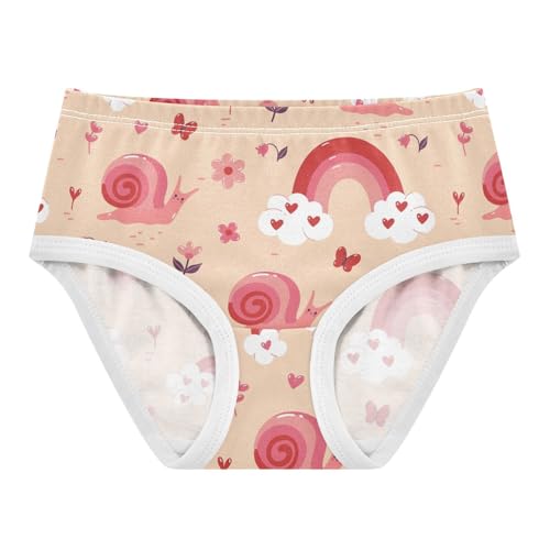Wusikd Snails Rainbows Girls' Underwear Cotton Flowers Hearts Girls Briefs Soft Toddler Underwear 5T