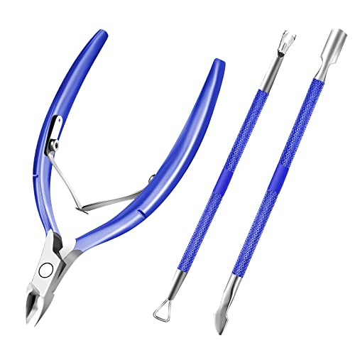 XUNXMAS Cuticle Trimmer Cuticle Remover with Cuticle Pusher, XUNXMAS Professional Stainless Steel Durable Pedicure Manicure Tools Cutter Nipper Scissor Clipper for Fingernails and Toenails Dead Skin