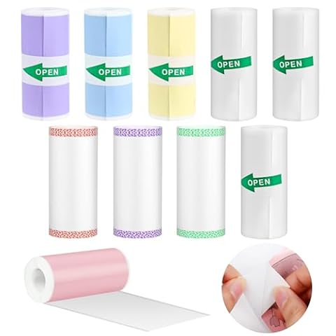GuKKK Rolki termiczne, 10 szt. papieru fotograficznego, białe, 57 x 25 mm x 4 m, gładkie wykończenie, bez atramentu, przezroczysty nadruk, wodoodporny, nie zawiera BPA, do aparatu dziecięcego, mini