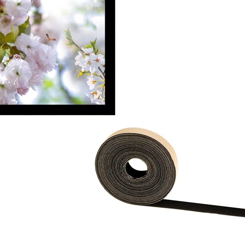 Mesheshe 1/2 in x 16ft Self Adhesive Polyester Felt Tape, Thin Velvet Tape Roll with Adhesive Backing for Projector Screen Border Absorbs Light, Brightens Image (Black)