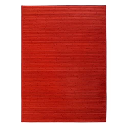 Lola Home Tapis de Salon en Bambou (180 x 250 cm, Rouge)