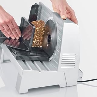 SEVERIN Trancheuse universelle 150 W, Trancheuse électrique pour découpe fine comme épaisse, Trancheuse à jambon, fromage, avec lame en inox, Gris/Inox, AS 3917
