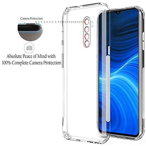 Image of TheGiftKart Ultra Clear Slim Anti-Slip Grip Soft Silicone Back Cover Case with Complete Camera Protection & Anti-Dust Plugs Built-in for Realme X2 Pro (Transparent)