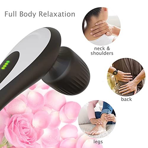 Roysmart Personal Handheld Vibrating Massager-Cordless Electric Handheld Muscle Massager, Deep Tissue Massager For Neck Back Shoulder Foot, Portable Seven Wand Massager For Full Body (Black) #TOP2