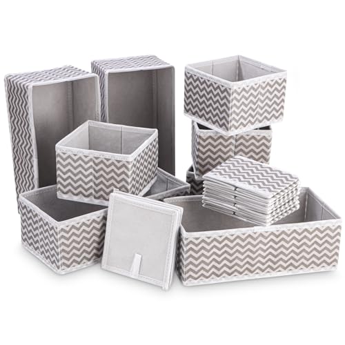 Set di 12 Pezzi di Organizer Cassetti Non Tessuto, Organizer Pieghevole in Tessuto, Organizer Armadio, Scatole Portaoggetti per Organizzare Facilmente Vestiti, Biancheria Intima, Calzini, Giocattoli